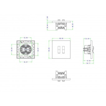 Переключатель на 2 тумб. (кл. Wave), 10AX 250V. Никель  серия DT, Donel N96