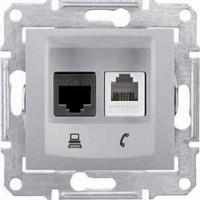 SDN5100160 Телеф.+компьют. розетка алюм