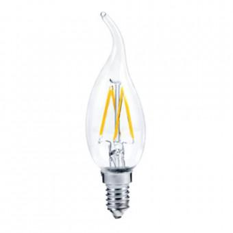 Лампа светодиод.candle LED 5,0W 220V E14 2700К 360гр филамент прозр свеча на ветру 125*37(N4YW50ELC), лампочка