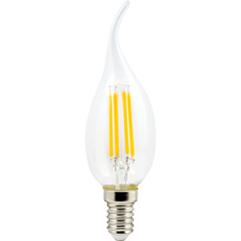 Лампа светодиод.LED 6W 220V E14 4000К 360гр филамент прозр свеча на ветру 125*37(N4UV60ELC)Premium, лампочка