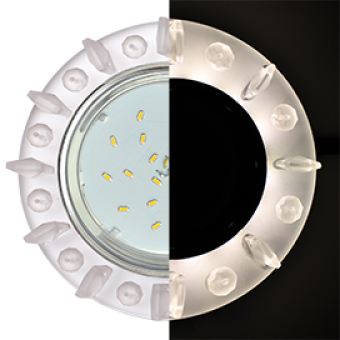 Светильник GX 53H4 LD5361 Экола Glass круг с мат.стразами с подсветкой, хром 52*120(SN53RNEFB