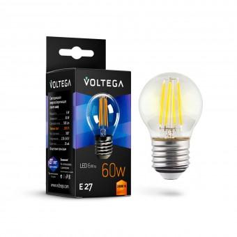 Лампа светодиод. G45 LED 6W 220V E27 2800К филамент прозрачный(7023), лампочка