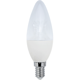 Лампа светодиод. LED 8W 220V E14 4000К 105*37 прозр.свеча с линзой(C4QV80ELC) Premium, лампочка