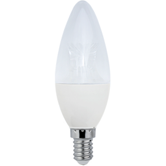 Лампа светодиод.candle LED 8,0W 220V E14 4000К 105*37 прозр.свеча с линзой(C4QV80ELC) Premium, лампочка