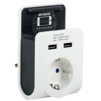 Адаптер Т-02/01 1 место 2P+PE 16А 2хUSB 2,4А белый ИЭК