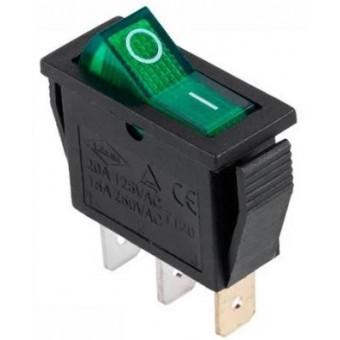 Переключатель клавишный IRS-101-G черн.корпус зелен.клавиша 2 полож.1з с подсветкой TDM