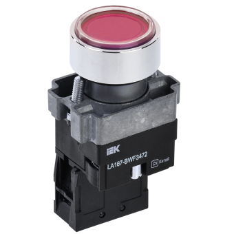 Кнопка LA167-BWF3472 RC красная 1р с подсветкой IP67 ИЭК