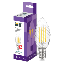 Лампа светодиод.LED 7,0W 230V E14 4000К 360гр филамент витая свеча IEK, лампочка