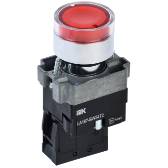 Кнопка LA167-BW3472 RC красная 1р с подсветкой IP67 ИЭК