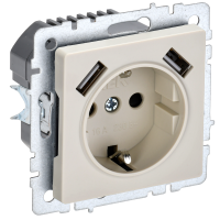 РЮш10-2-БрКр Розетка c з/к с з/ш 16А + USB(A+A, сумм=3.1А) BRITE (беж) РЮш10-2-БрКр Розетка c з/к с з/ш 16А + USB(A+A, сумм=3.1А) BRITE (беж)