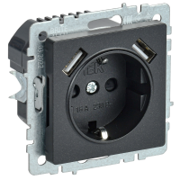 РЮш10-2-БрЧ Розетка c з/к с з/ш 16А + USB(A+A, сумм=3.1А) BRITE (черн) РЮш10-2-БрЧ Розетка c з/к с з/ш 16А + USB(A+A, сумм=3.1А) BRITE (черн)