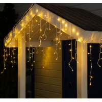 Гирлянда LED Бахрома 3*0,6м, белая нить,свечение теплое белое, 3W, LED-160-220V уличная (1080180)