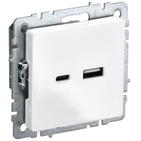 РЮ11-1-БрБ Розетка USB (A+C, сумм=3.1А) 18Вт BRITE (бел)