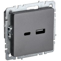 РЮ11-1-БрС Розетка USB (A+C, сумм=3.1А) 18Вт BRITE (сталь)