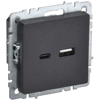 РЮ11-1-БрЧ Розетка USB (A+C, сумм=3.1А) 18Вт BRITE (черн)