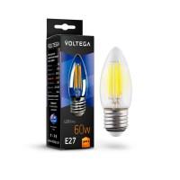 Лампа светодиод. LED 6W 230V E27 2800К 360гр филамент свеча Crystal Candle (7046), лампочка