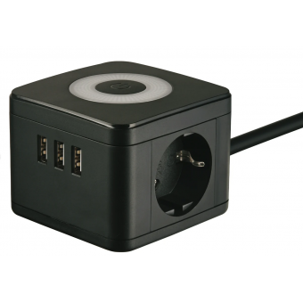 Удлинитель S-GCD 2 места 2Р+РЕ/3xUSB(по 2,4А) 1.5м,16А/220В, 3x1,5мм2 выкл.,черный