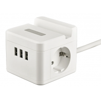 Удлинитель S-GCD 2 места 2Р+РЕ/3xUSB(по 2,4А) 1.5м,16А/220В, 3x1,5мм2 с держ/тел.,выкл.,белый