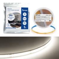 Лента LED.,белая,12Вт/м,24В, COB 512/м, 4000K, LS530 Feron(продаем кратно 5м)