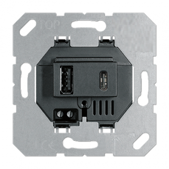 Механизм USB зарядное устр., 3.1А (А+C) (черный)  серия DUSB, Donel R98