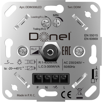 Механизм светоторегулятора (поворотный) LED 300Вт  серия DDIM, Donel R98