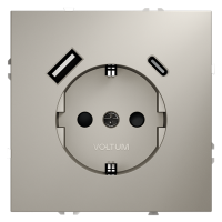 Розетка 1м, с/з с/ш, 16А + USB (A+C) (кашемир)  S70 VOLTUM