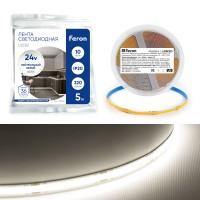 Лента LED.,белая,10Вт/м,24В, COB 320/м, 4000K, LS530 Feron(продаем кратно 5м)