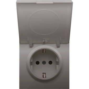 Накладка для роз. 1м, с/з с больш.крышкой IP44 Schuko 16А (сталь)  серия DA, Donel R98