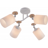 Люстра XA1634/4 WH+WOOD+CR белый/хром 4х60W E27 d630 h280, HN25