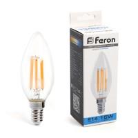 Лампа светодиод. С35 LED 15W 230V E14 6400К 1340lm, LB-717 270гр филамент свеча, лампочка