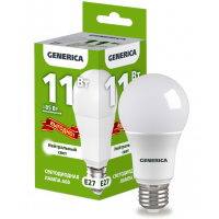 Лампа светодиод.А60 11W груша 230V E27 4000К 108*60 GENERICA ПРОМО, лампочка