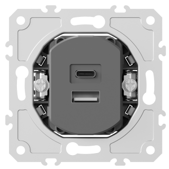 Механизм USB зарядное устр., 3.1А (А+C) (серый) серия DB, Donel Механизм USB зарядное устр., 3.1А (А+C) (серый) серия DB, Donel