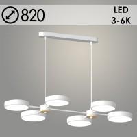 Люстра XI3284/6 WT+WOOD белый/дерево 108W LED 3000-6000K d820 h600, HN23