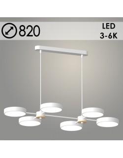 Люстра XI3284/6 WT+WOOD белый/дерево 108W LED 3000-6000K d820 h600, HN23
