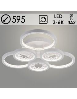 Люстра DKSM6060C/3+3A WT белый 144W LED 3000K-6000K d595 ПДУ диммер, smart 24 Люстра DKSM6060C/3+3A WT белый 144W LED 3000K-6000K d595 ПДУ диммер, smart 24